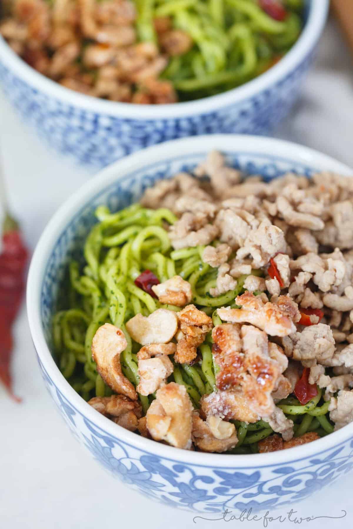 This Momofuku-inspired spicy chilled pork ramen dish is everything your tastebuds have dreamed of! The cool and spicy flavors pair perfectly with the candied cashews on top. If you can't get yourself to David Chang's Momofuku restaurant, I feel that this dish is a great runner up!