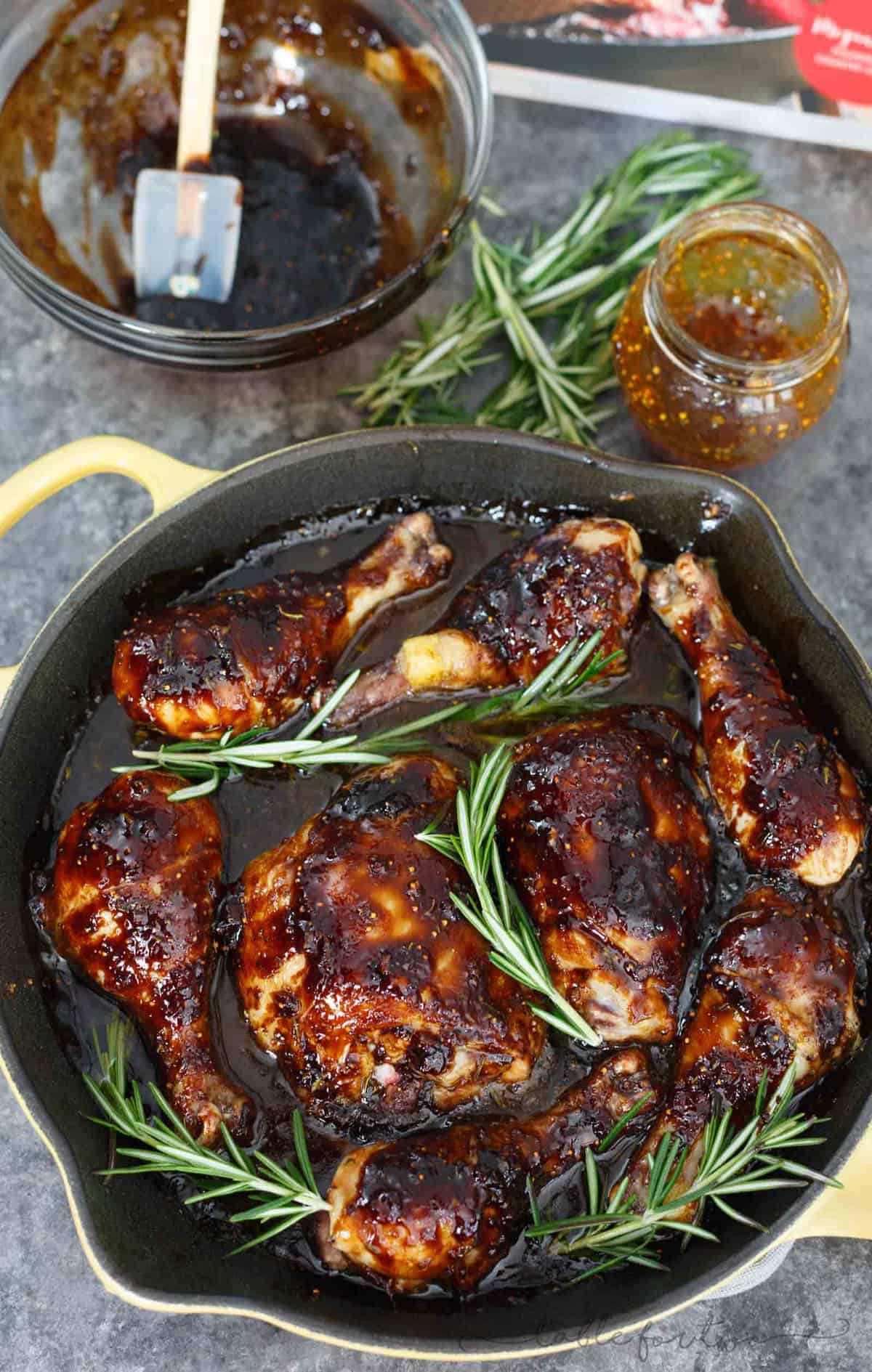 A sticky sweet and tangy sauce coats this cast iron skillet chicken! This dish will be a huge hit in your house and you will love using your cast iron skillet in no time!