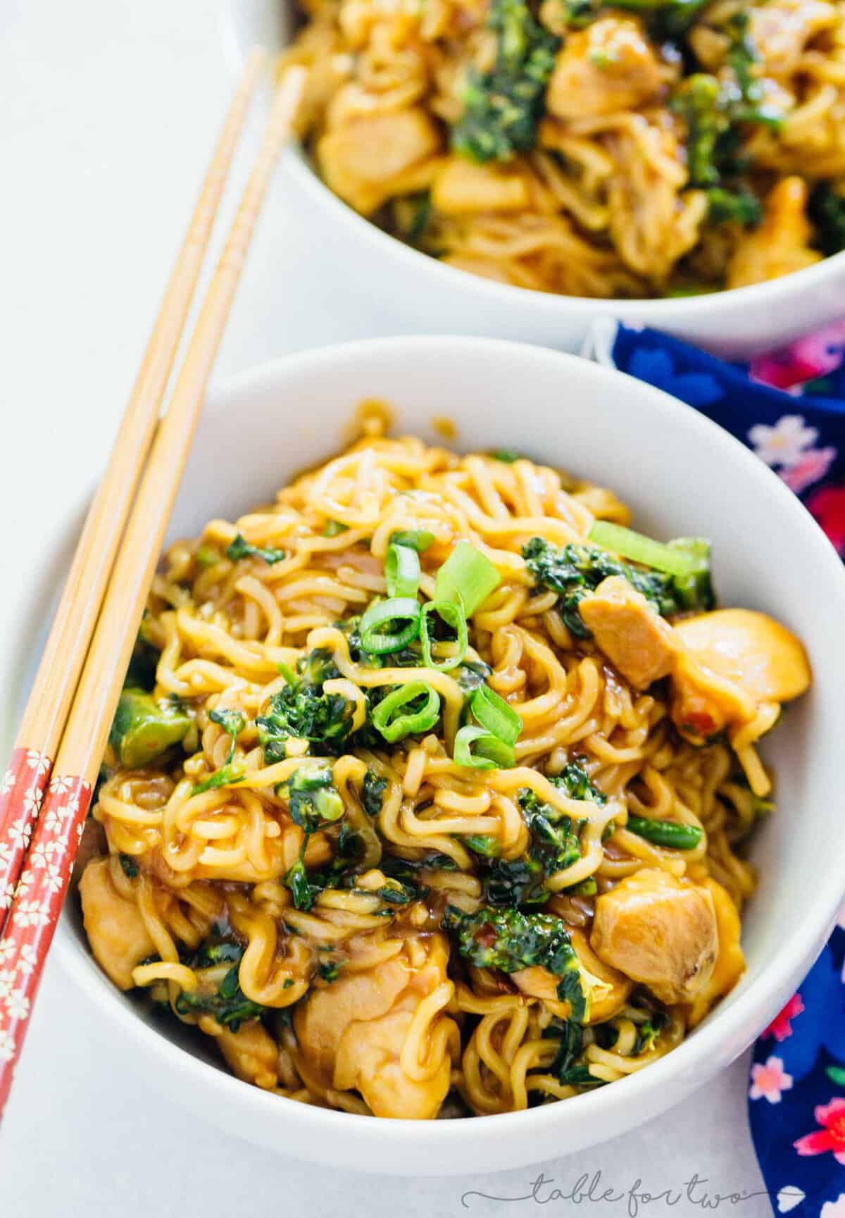 You don't have to go very far to get this classic Chinese take-out dish combined with ramen! So easy to make at home that you won't need to pick up the phone! General Tso's chicken ramen is the best combination of fast, quick dinners!