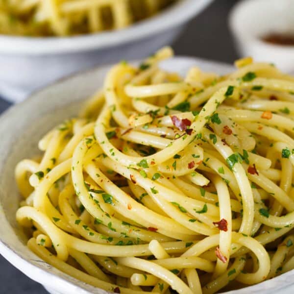 Pasta aglio e olio is a classic Italian pasta dish that has the simplest ingredients but full of big flavor. Incredibly easy to throw together any night of the week when you're craving some light pasta!