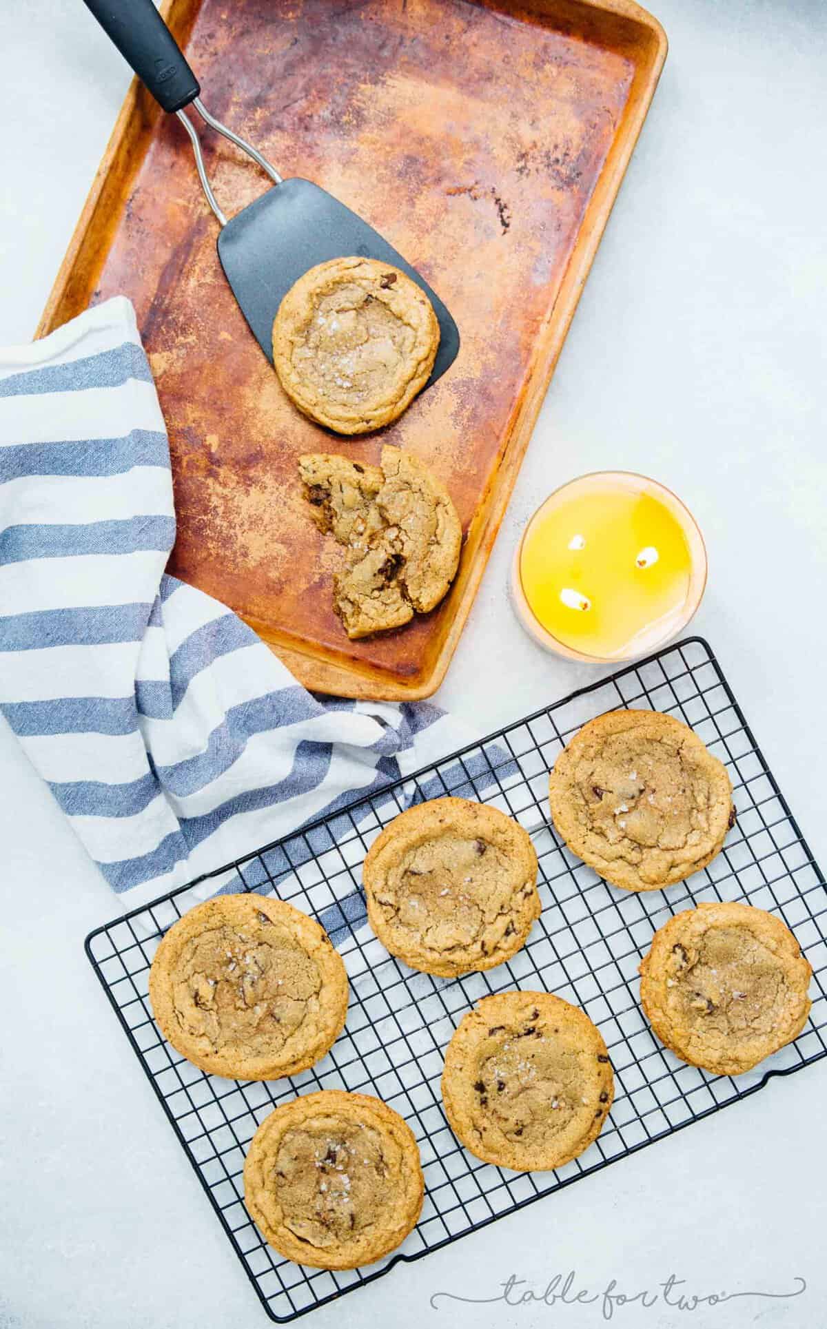The perfect cookie has crispy edges with a soft and chewy center! These chewy chai chocolate chunk cookies do not disappoint and you'll love having a batch of these in the oven because it makes your house smell so delicious! The warming chai spice is the perfect addition to these cookies!