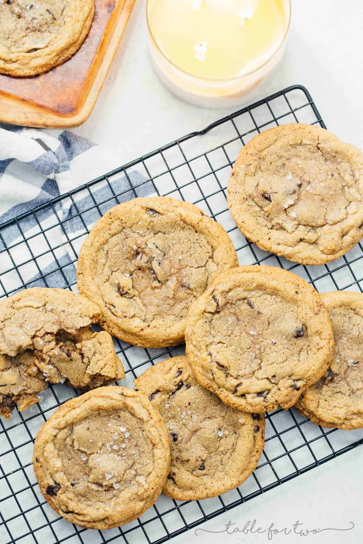 The perfect cookie has crispy edges with a soft and chewy center! These chewy chai chocolate chunk cookies do not disappoint and you'll love having a batch of these in the oven because it makes your house smell so delicious! The warming chai spice is the perfect addition to these cookies!