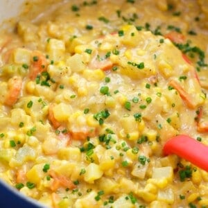 A hearty and comforting corn and pumpkin chowder that will warm you right up! Super chunky and full of texture!