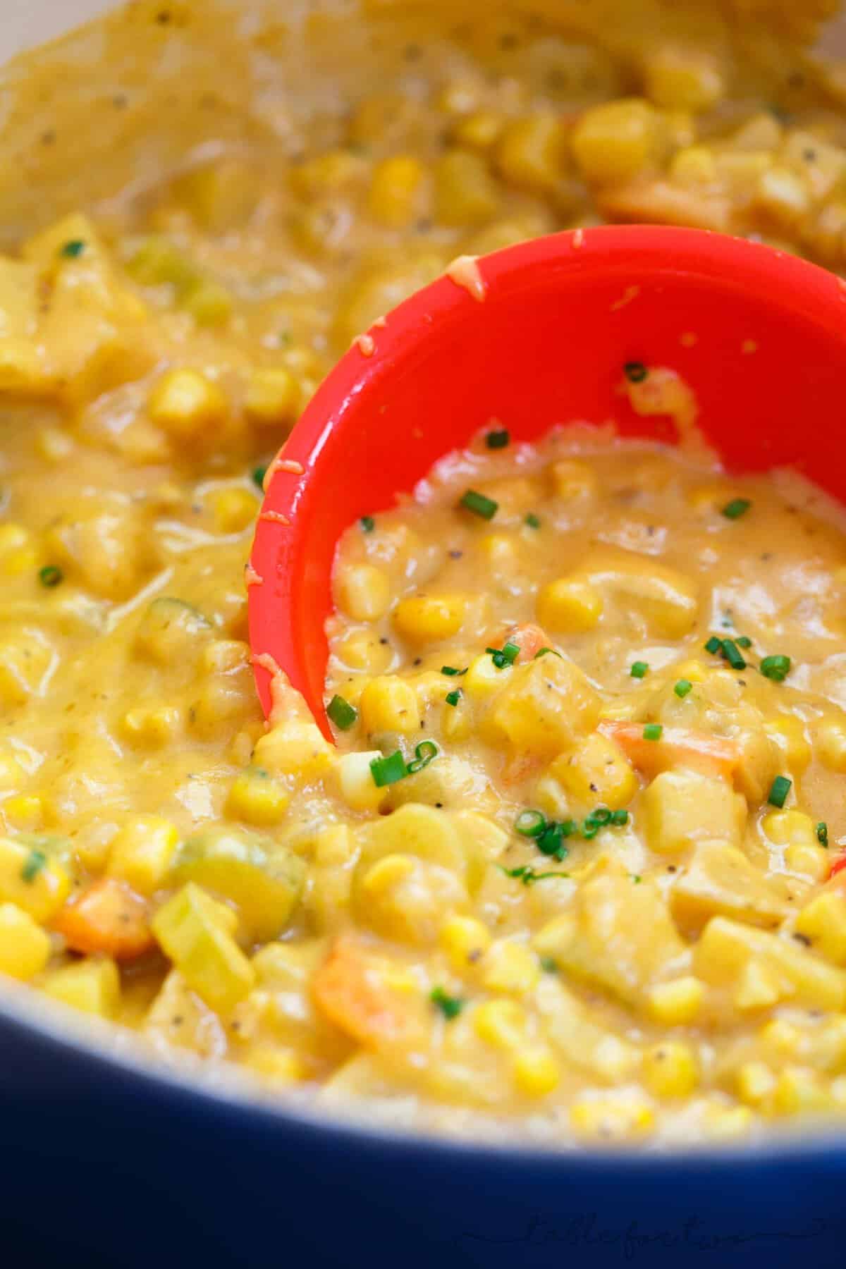 A hearty and comforting corn and pumpkin chowder that will warm you right up! Super chunky and full of texture!