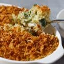Pretty sure if you hate brussels sprouts, you haven't had them the right way. This roasted brussels sprouts gratin with garlic crumble and fried onion topping is going to elevate your side dish game at any party or potluck AND you will fall in love with brussels sprouts all over again! PROMISE!