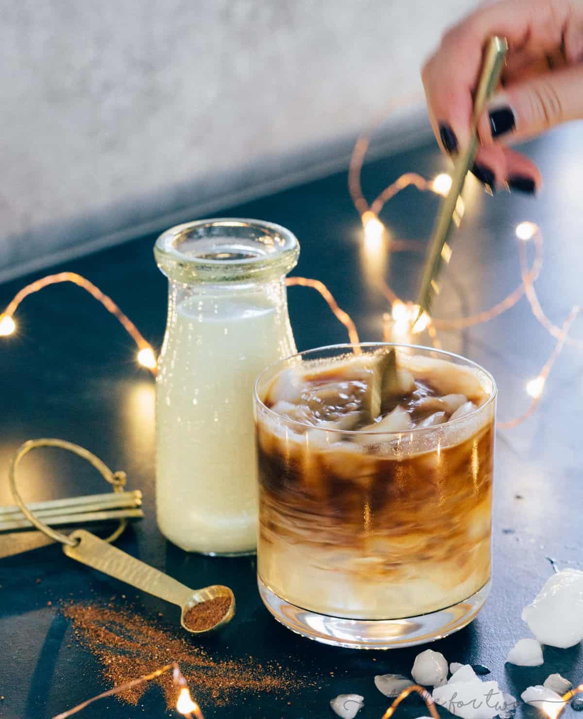 Need some pep in your step during the holidays? This iced eggnog latte is a festive and fun drink that will help with your energy levels throughout the day! Sip on this around the Christmas tree or in front of the fireplace. Anywhere you choose, it is sure to be creamy and delicious!