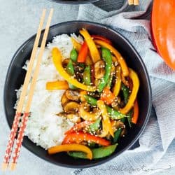 If you're in a dinner rut and need a quick and flavorful dinner idea, this 20-minute vegetable stir fry has got it all! Super easy to prep ahead of time, too! #stirfry #vegetablestirfry #vegetables #veggiestirfry #quickdinner