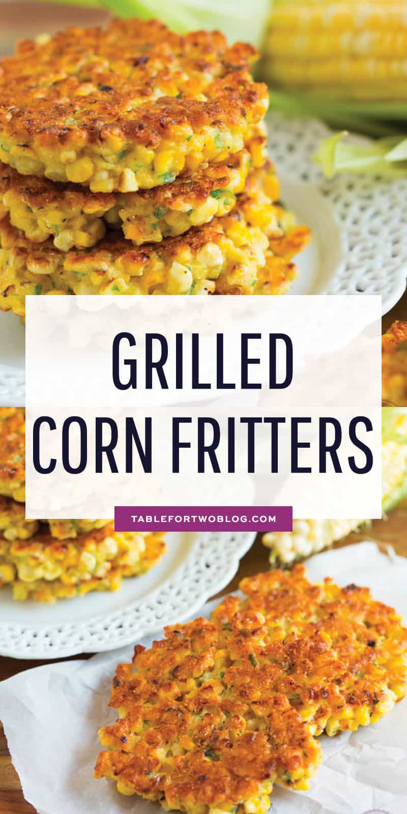 Grilled corn fritters are a great way to use your grilled corn! These little cakes are so easy to put together! Click for recipe. #corn #cornrecipes #cornfritters #fritters #corncake