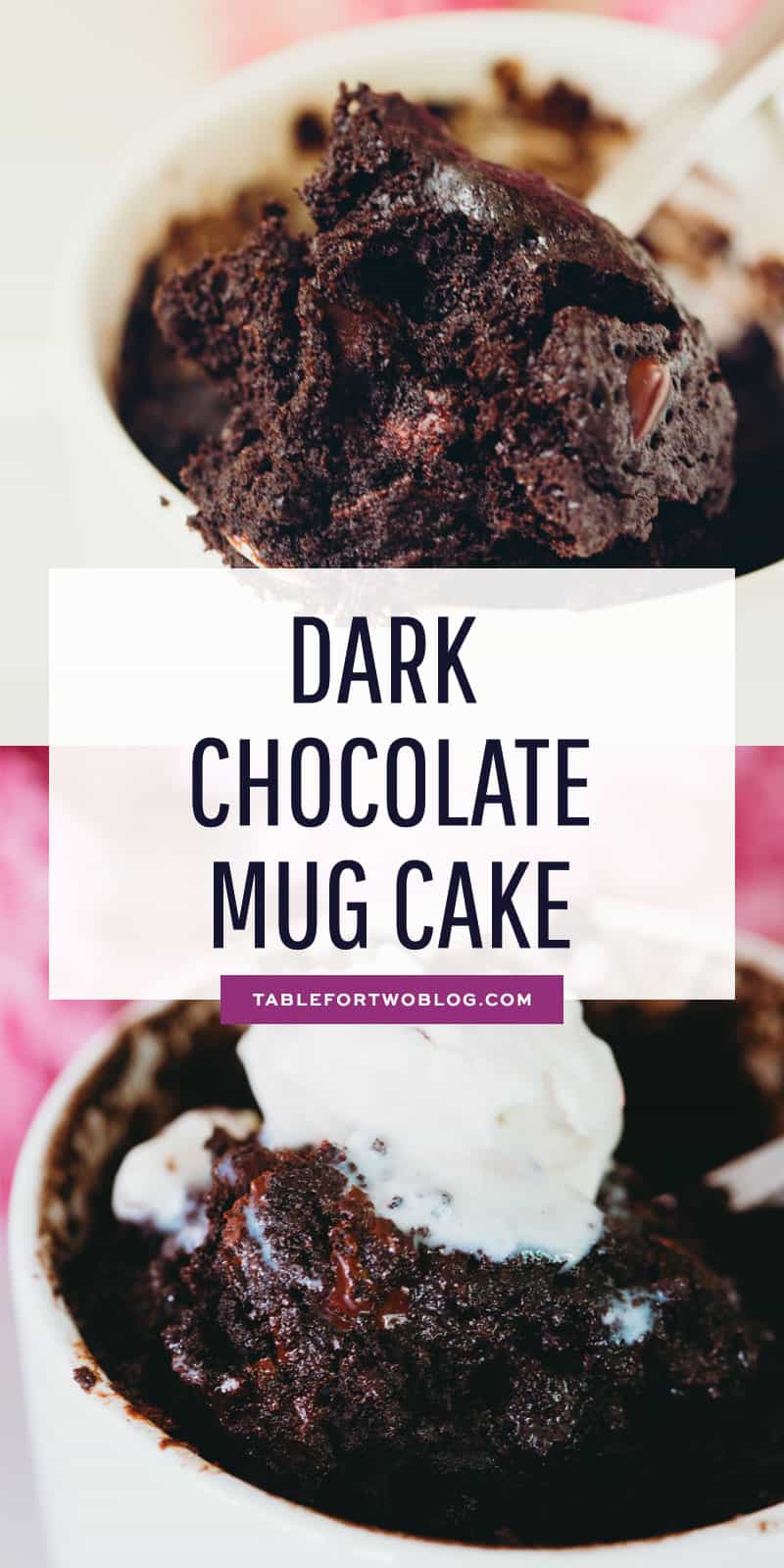 This dark chocolate mug cake is, well, a dark chocolate version of my famous chocolate mug cake that everyone loves. You gotta have options when the craving hits! #darkchocolate #cakeinamug #mugcake #chocolatemugcake #dessertforone #singleserving