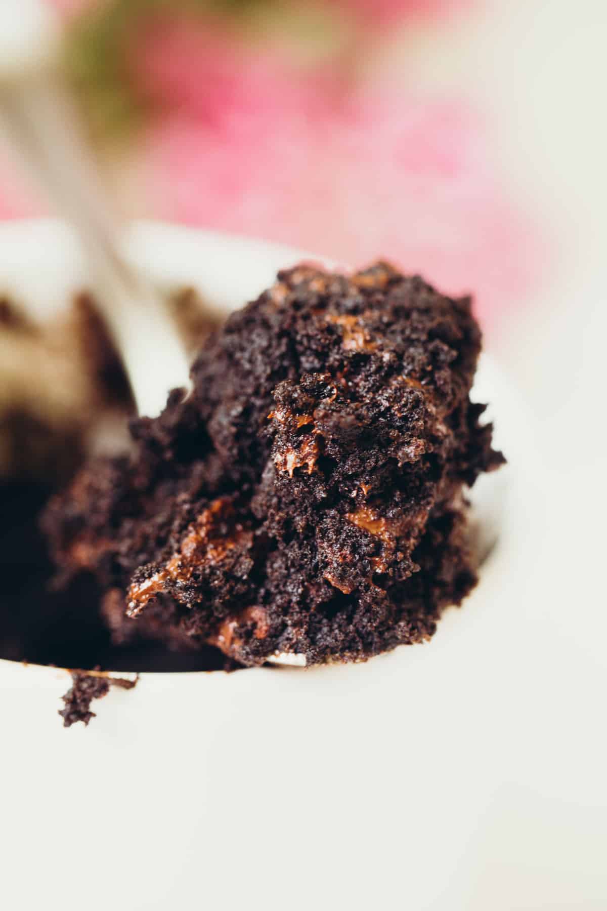 This dark chocolate mug cake is, well, a dark chocolate version of my famous chocolate mug cake that everyone loves. You gotta have options when the craving hits! #darkchocolate #cakeinamug #mugcake #chocolatemugcake #dessertforone #singleserving