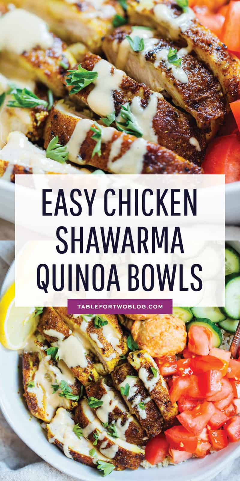 These easy chicken shawarma quinoa bowls are a meal prepping lover's dream. They're so customizable and easy to put together and have for the week! #ad #svorganic #svo #farmerfocus #chickenrecipe #chickenshawarma #chickendinner