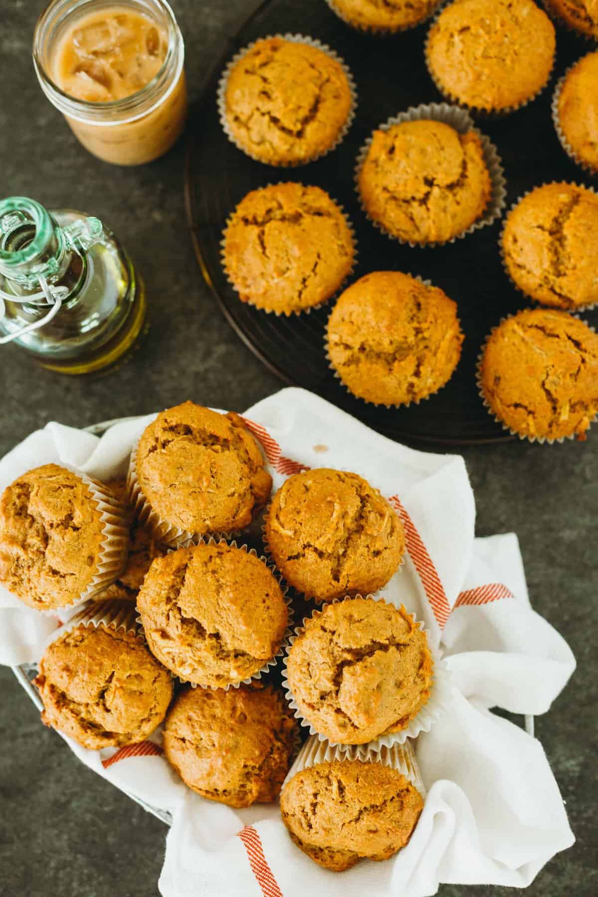 Soft and tender pumpkin apple olive oil muffins are the perfect muffins to make for Fall! The robust olive oil with the fresh apples make for a delicious flavor combination! #pumpkinrecipes #applerecipes #pumpkinapple #pumpkin #muffinrecipe #fallflavor