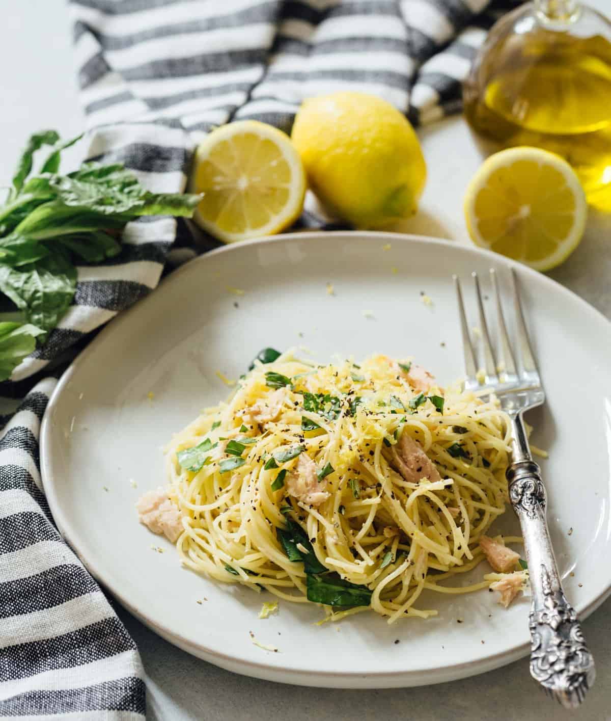 A refreshingly light yet bold and easy zesty pasta dish that uses canned tuna and lemon in a way that you may not have thought to use before!