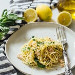 A refreshingly light yet bold and easy zesty pasta dish that uses canned tuna and lemon in a way that you may not have thought to use before!