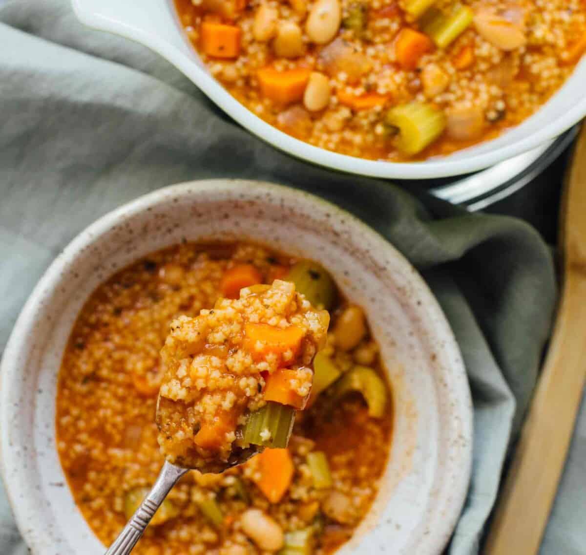 Stay cozy and warm with this Instant Pot minestrone soup that comes together in less than 45 minutes! You will absolutely love how flavorful and easy this comes together!