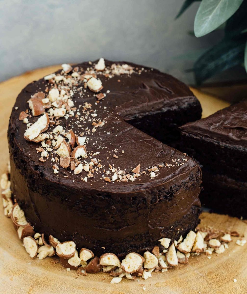 This mini chocolate malt cake for two is perfect for any celebration or if you're just craving a chocolate cake and don't want to make a large one!