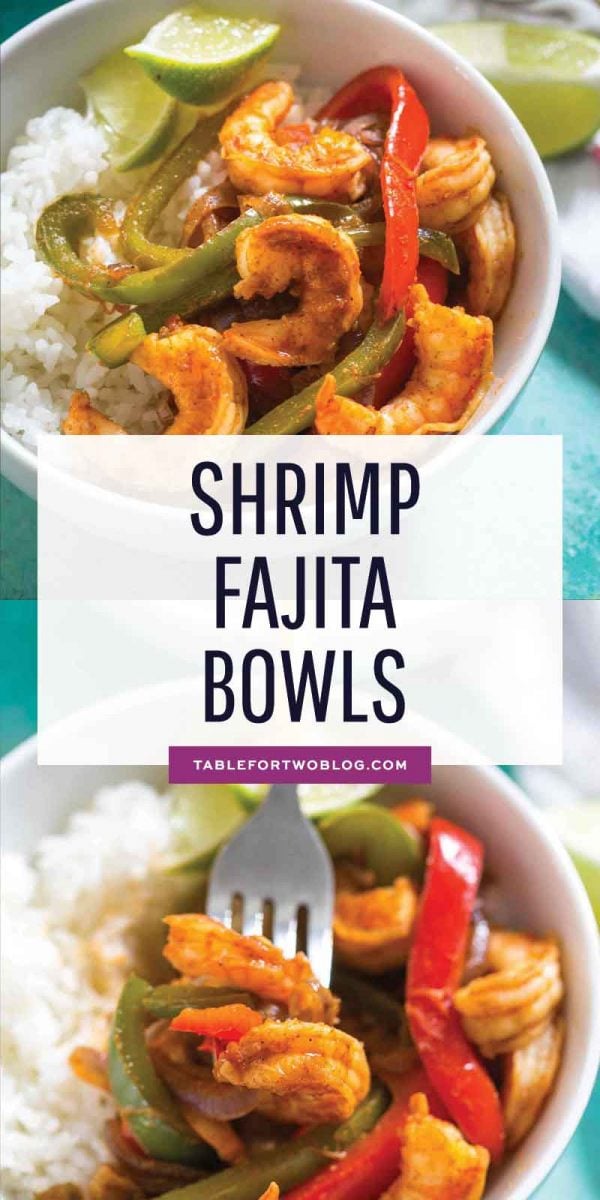 Shrimp fajita bowls are a quick dinner option for those busy night. Super flavorful and comes together in less than 20 minutes! #shrimpfajita #fajitas #shrimp #shrimprecipes #mexican