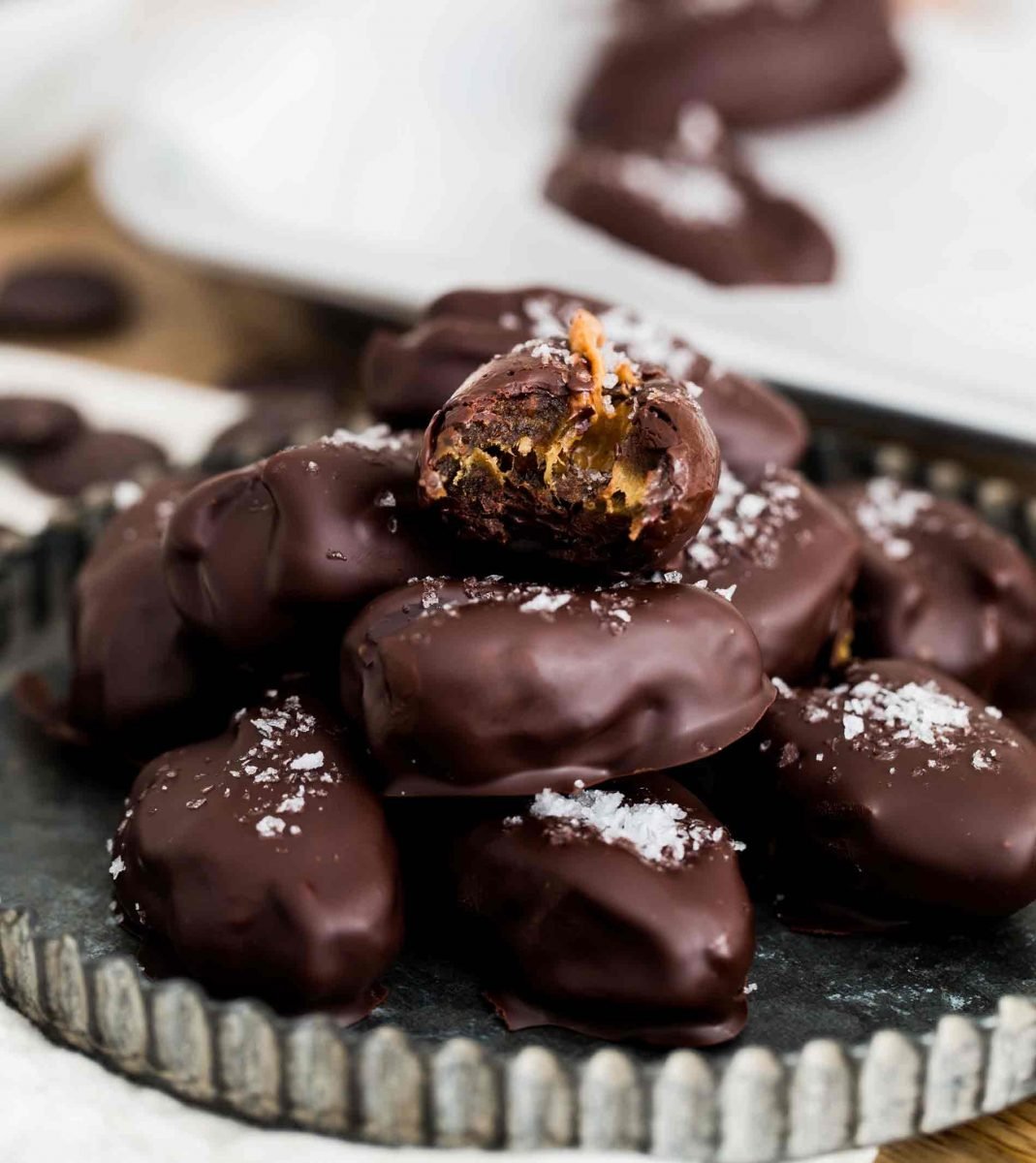 These chocolate covered stuffed dates are insanely easy to make and far too easy to eat just one. I dare you to resist having just one!