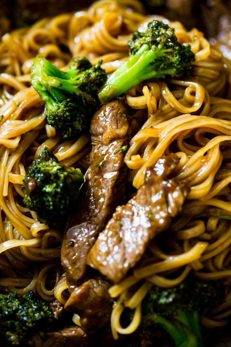 A take on the classic Chinese takeout dish but in a rice noodle dish! Super easy to make on a busy weeknight! This Asian beef and broccoli noodle dish is going to be your new favorite!