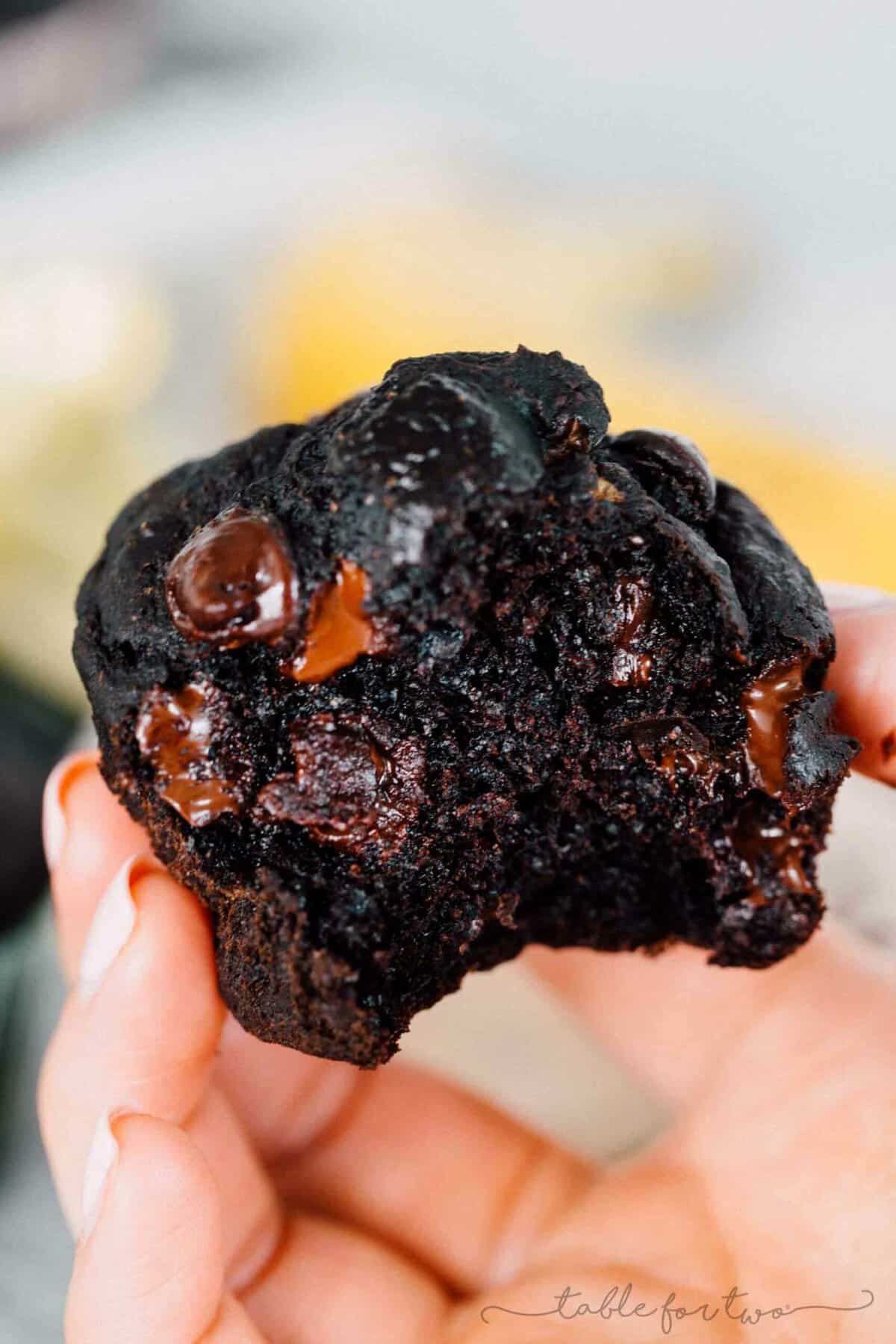 Double Dark Chocolate Banana Muffins
