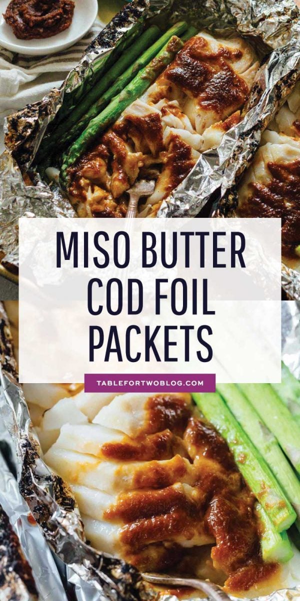 Who doesn't love foil packet dinners? This miso butter cod foil packet dinner is SO easy to make and has the most incredible umami-filled flavors! #foilpacket #miso #butter #cod #seafooddinner #easydinner #easycleanup