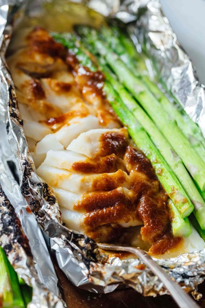 Who doesn't love foil packet dinners? This miso butter cod foil packet dinner is SO easy to make and has the most incredible umami-filled flavors!