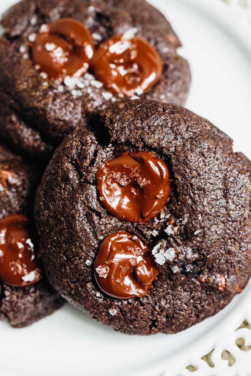 These soft dark chocolate and cherry cookies are a decadent treat! Tart, sweet, and salty are the prominent flavors of this crazy good cookie!