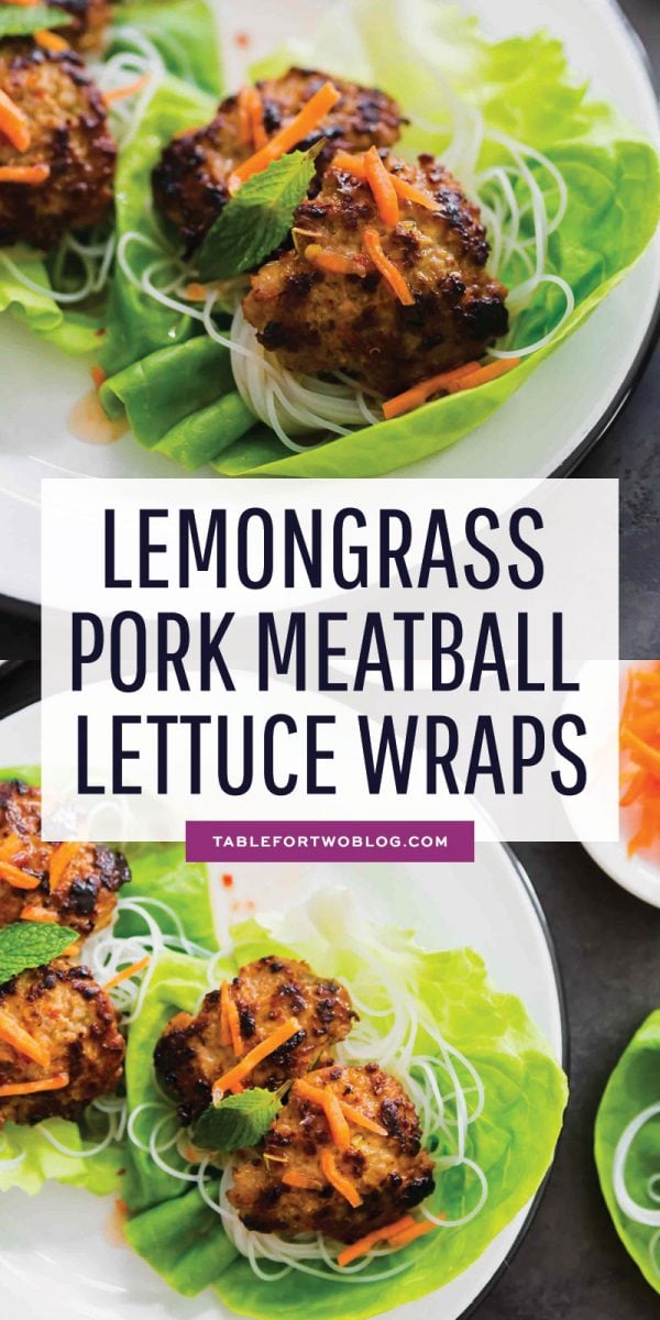 These lemongrass pork meatballs served in crisp lettuce cups will be a delicious addition to your dinner menu or even served as an appetizer! #lettucewraps #lemongrass #porkmeatballs #meatballs #vietnamesefood