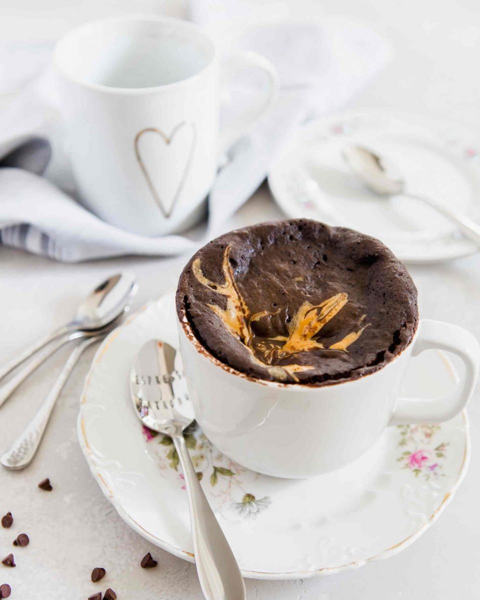 If you love peanut butter and chocolate and love the ease of mug cakes then this peanut butter chocolate mug cake is for you!