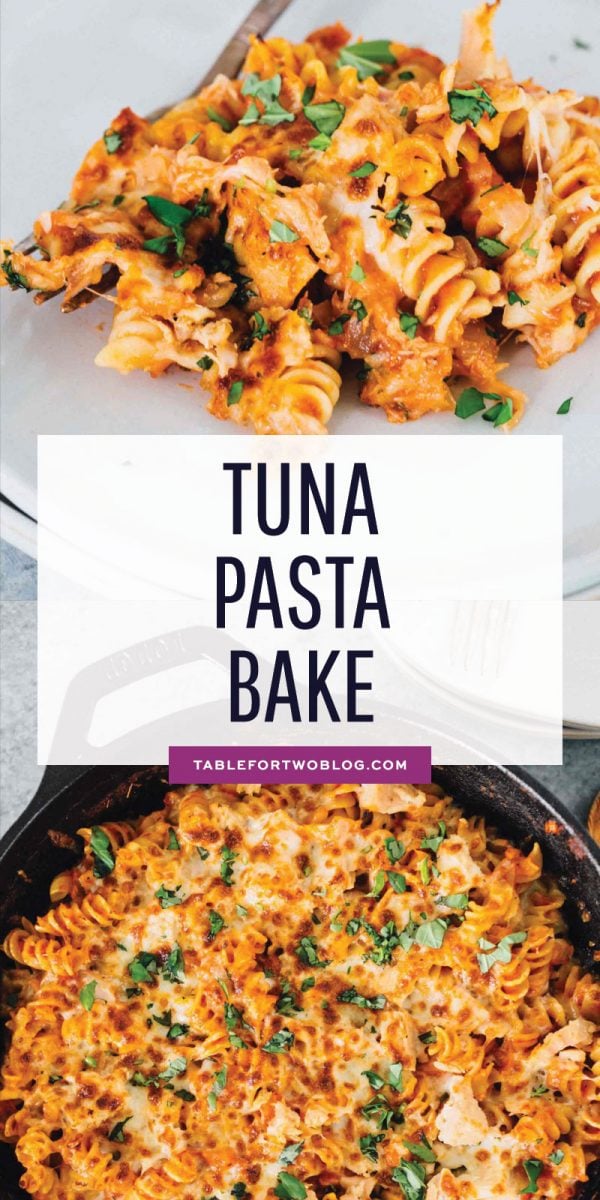 Incredibly easy tuna pasta bake that utilizes everything you already have in your pantry! Canned tuna is the star of this pasta bake! #tuna #pasta #pastabake #casserole #casserolebake #cannedtuna