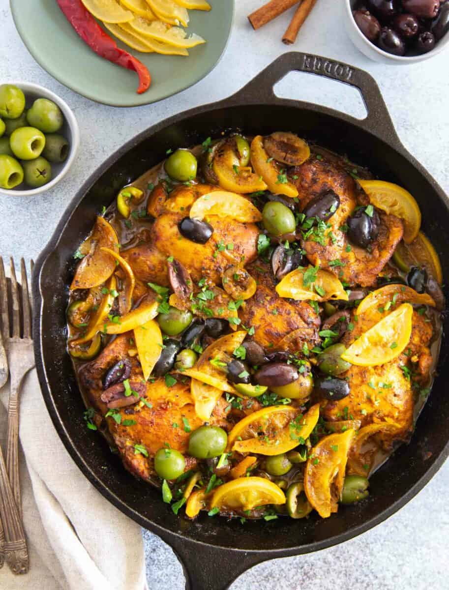 The incredible flavors of Moroccan cuisine embody this Moroccan chicken tagine skillet. Its complex and bold flavors will have you going back for seconds!