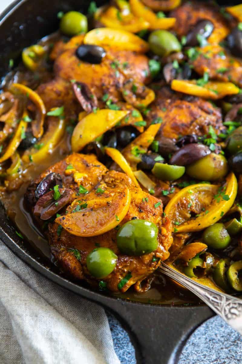 The incredible flavors of Moroccan cuisine embody this Moroccan chicken tagine skillet. Its complex and bold flavors will have you going back for seconds!