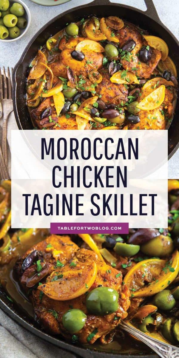 The incredible flavors of Moroccan cuisine embody this Moroccan chicken tagine skillet. Its complex and bold flavors will have you going back for seconds! #moroccan #chicken #tagine #chickenskillet #chickendinner #easymeals #easydinner