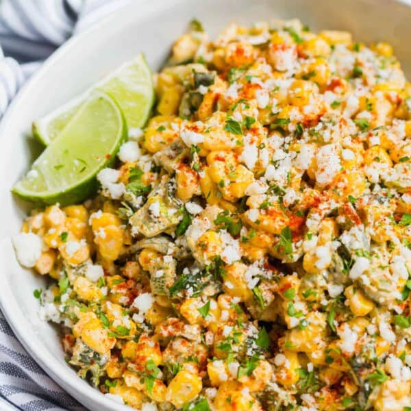 A different take on the original Mexican street corn off the cob. This poblano Mexican street corn off the cob is extra creamy, smoky, and flavorful! #mexicancorn #corn #cornrecipes #offthecob