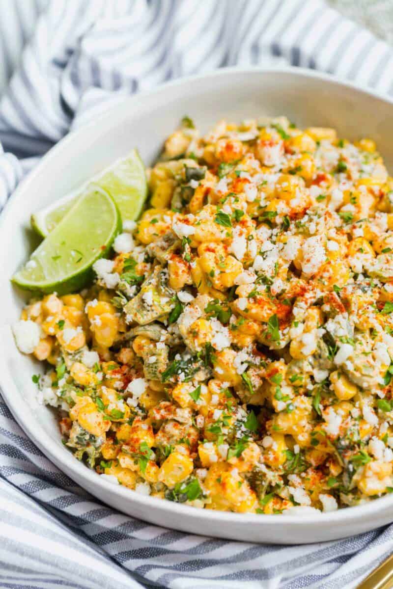 A different take on the original Mexican street corn off the cob. This poblano Mexican street corn off the cob is extra creamy, smoky, and flavorful! #mexicancorn #corn #cornrecipes #offthecob