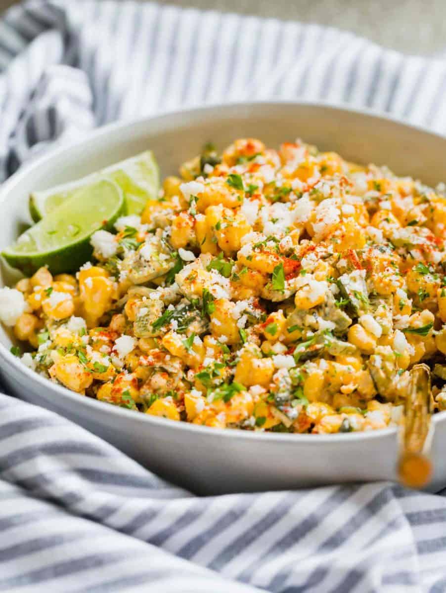 A different take on the original Mexican street corn off the cob. This poblano Mexican street corn off the cob is extra creamy, smoky, and flavorful! #mexicancorn #corn #cornrecipes #offthecob