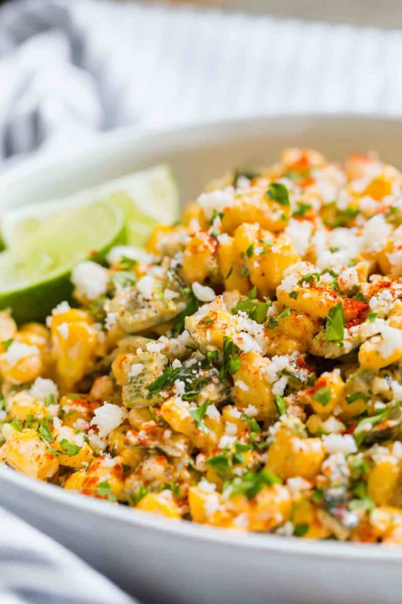 A different take on the original Mexican street corn off the cob. This poblano Mexican street corn off the cob is extra creamy, smoky, and flavorful! #mexicancorn #corn #cornrecipes #offthecob