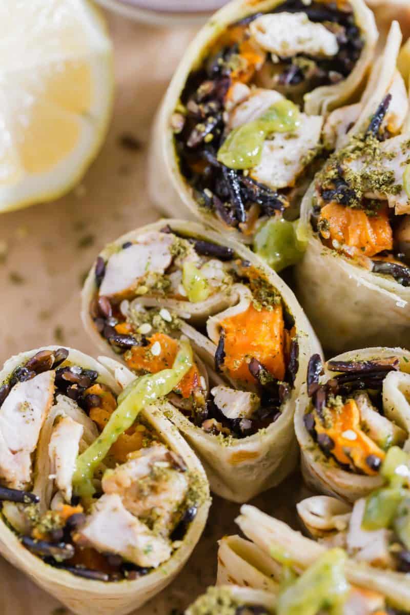 Roasted za'atar chicken wraps are a travel-friendly meal option that doesn't require refrigeration! Make these so you can enjoy your travels but also know that you won't be hungry!