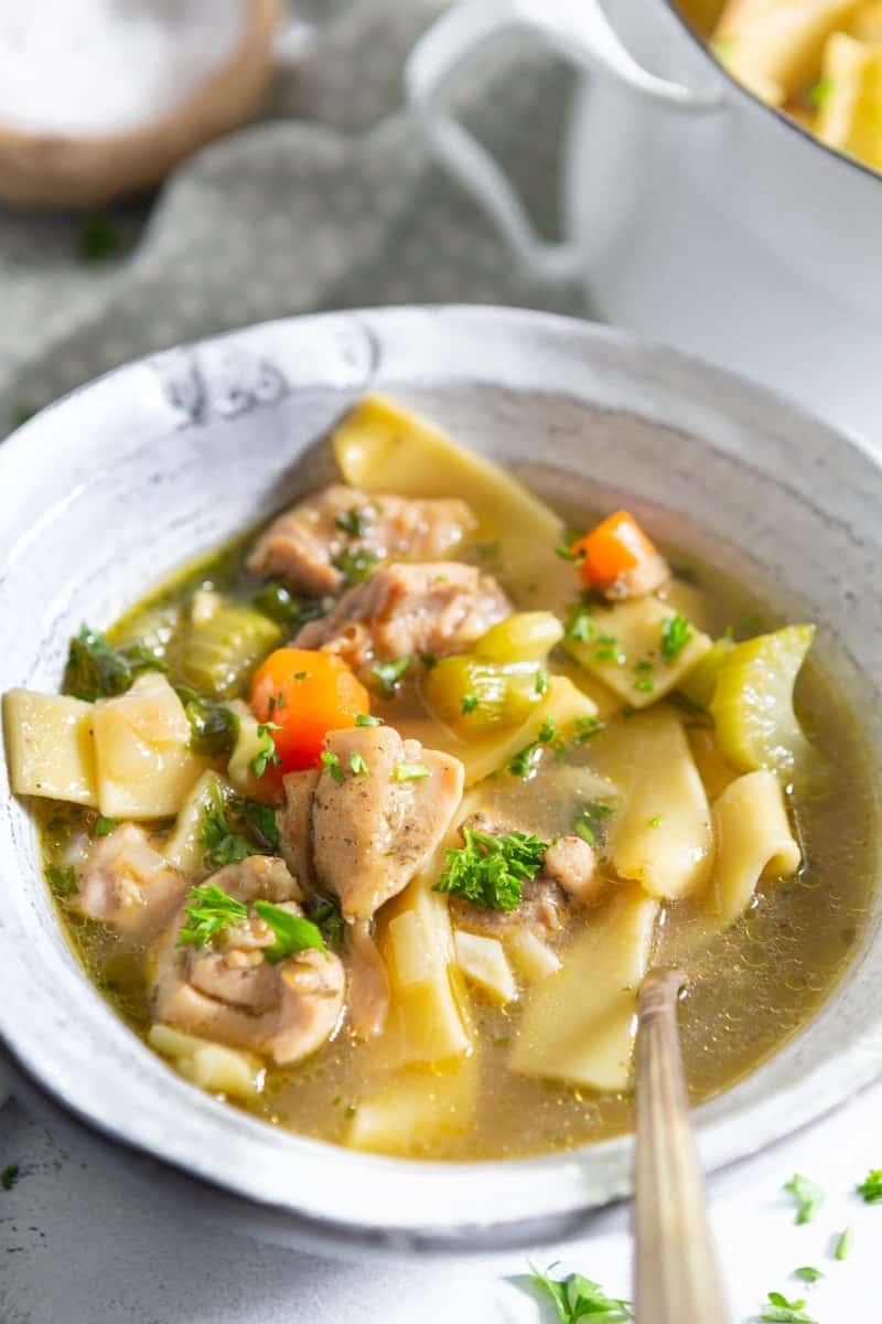 Chicken noodle soup isn't just for when you're sick. It's a classic and can be made for any time of year and for whatever reason it is that you are craving chicken noodle soup! Perhaps you are just nostalgic for mom's cooking!