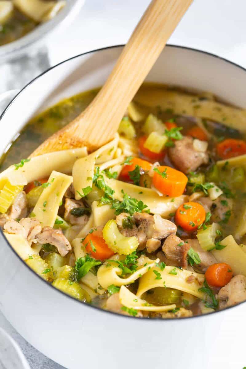 Chicken noodle soup isn't just for when you're sick. It's a classic and can be made for any time of year and for whatever reason it is that you are craving chicken noodle soup! Perhaps you are just nostalgic for mom's cooking!