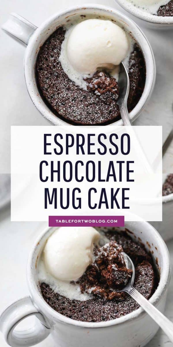 For all the coffee and chocolate lovers out there, this espresso chocolate mug cake is right up your alley! It is full of coffee and chocolate flavor! #mugcake #chocolate #microwave #cake #mugcakerecipe #cakerecipe #easydessert