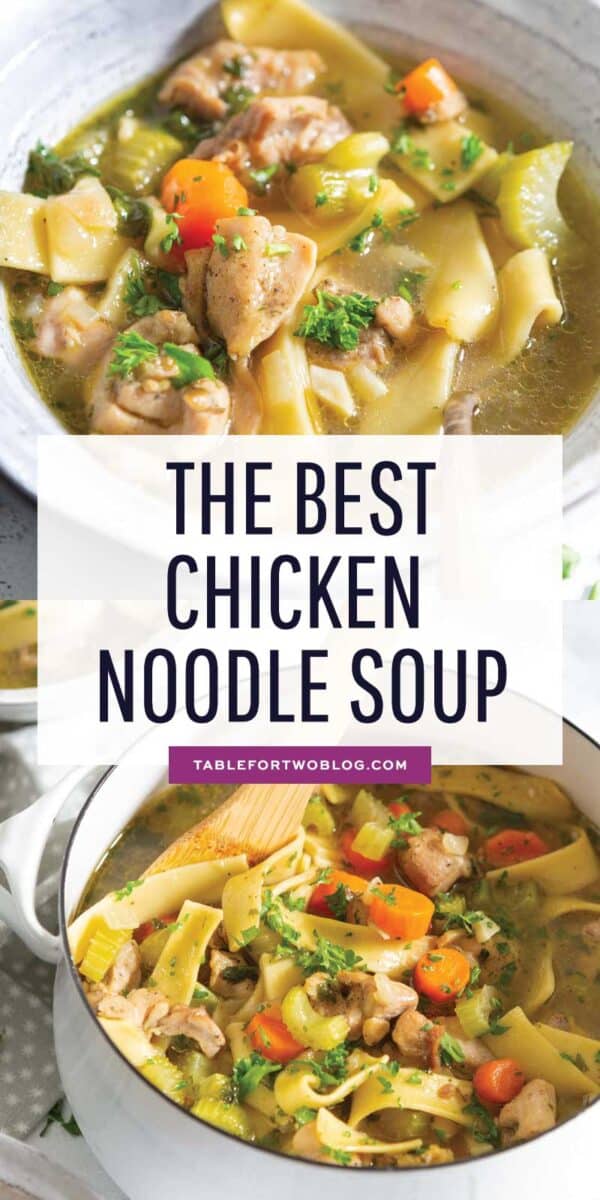 Chicken noodle soup isn't just for when you're sick. It's a classic and can be made for any time of year and for whatever reason it is that you are craving chicken noodle soup! Perhaps you are just nostalgic for mom's cooking! #chickennoodlesoup #soup #soupseason #souprecipe #chickennoodle #noodlesoup