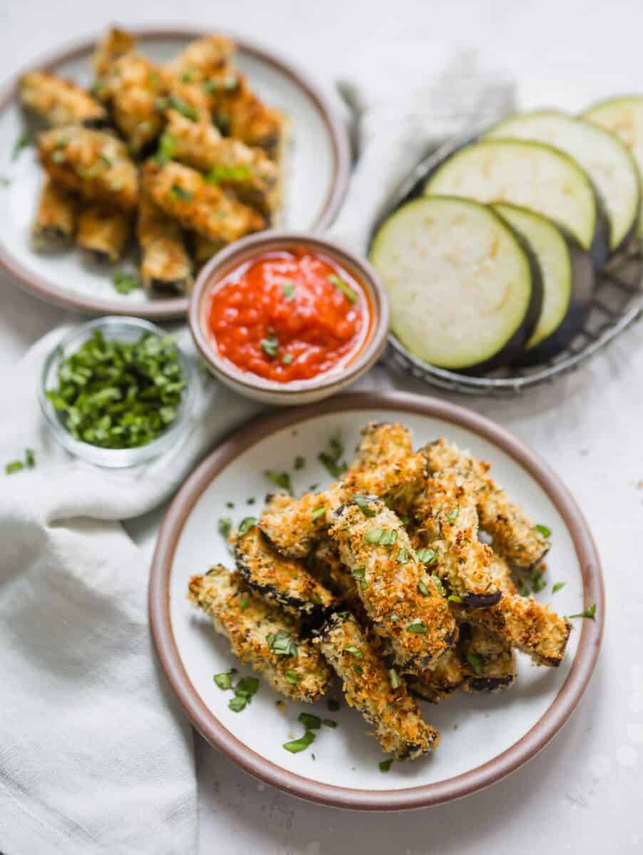 If you're looking to amp up your eggplant parmesan game, these eggplant parmesan fries are a fun appetizer and snack for any occasion!