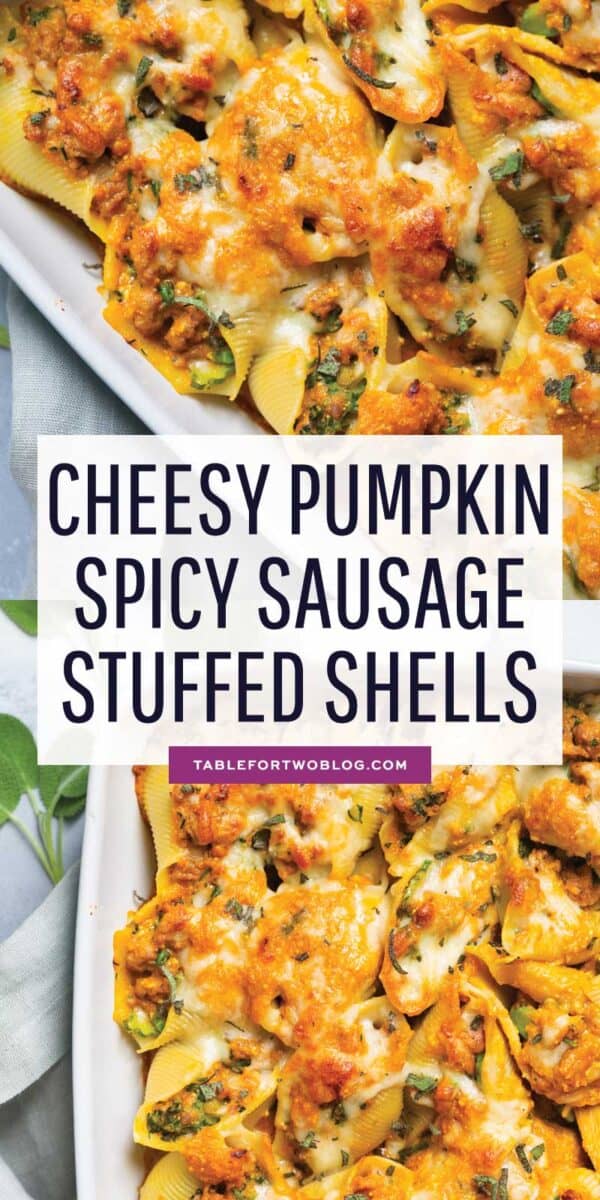 The ultimate Fall comfort dish made with a deliciously cheesy pumpkin sauce that includes Cabot Creamery Co-operative cheddars! The stuffed shells that are filled with all the flavors of Fall! #pumpkin #pumpkinrecipes #savorypumpkin #pumpkinpasta #stuffedshells #pastarecipe