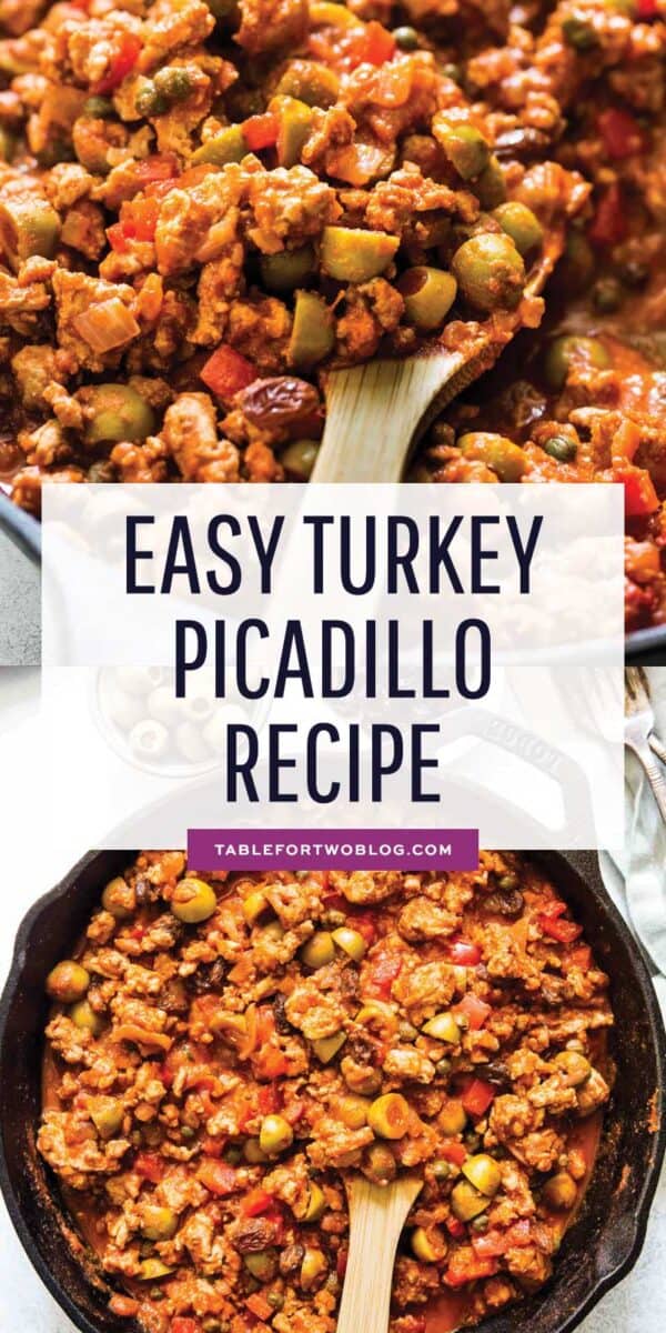 This turkey picadillo recipe is a quick and flavorful weeknight meal! Full of salty, briny, and sweet flavors! #turkey #turkeyrecipes #groundturkey #picadillo