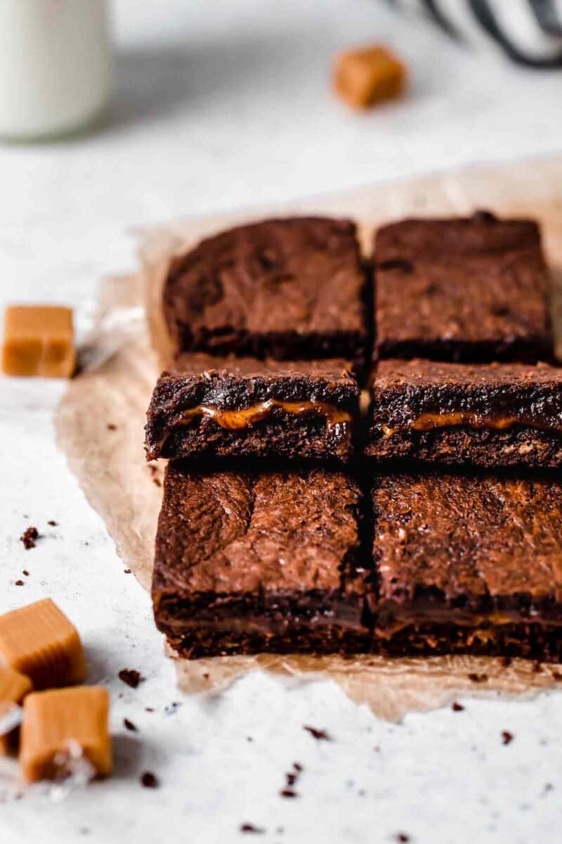 The most decadent brownie dessert there is! Caramel filled brownies are the golden child of all other brownie recipes!