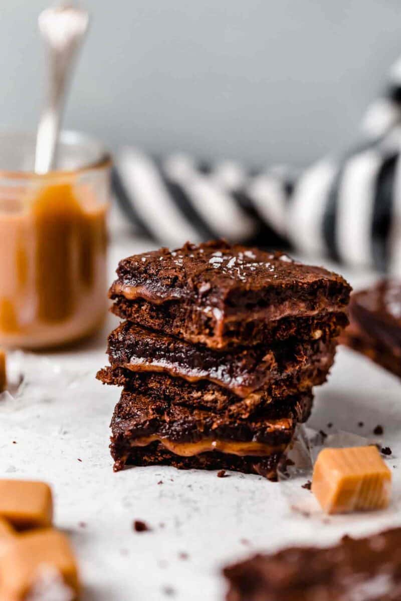 The most decadent brownie dessert there is! Caramel filled brownies are the golden child of all other brownie recipes!