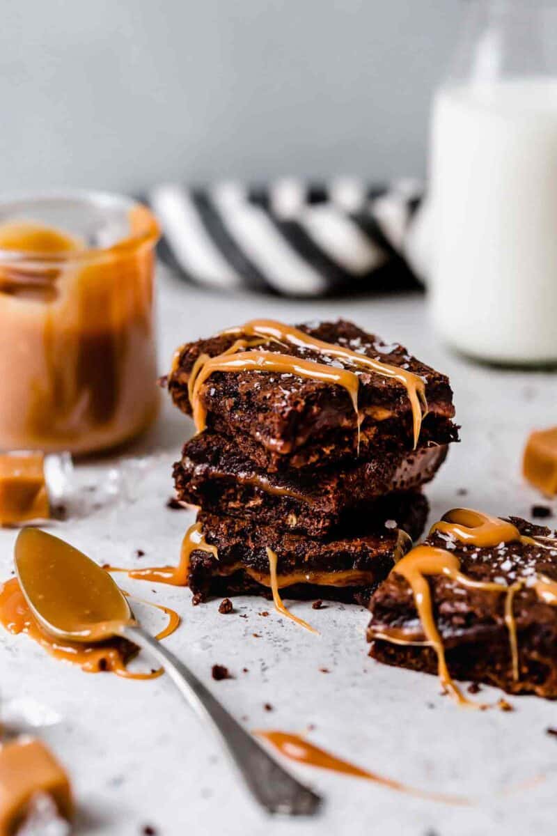 The most decadent brownie dessert there is! Caramel filled brownies are the golden child of all other brownie recipes!