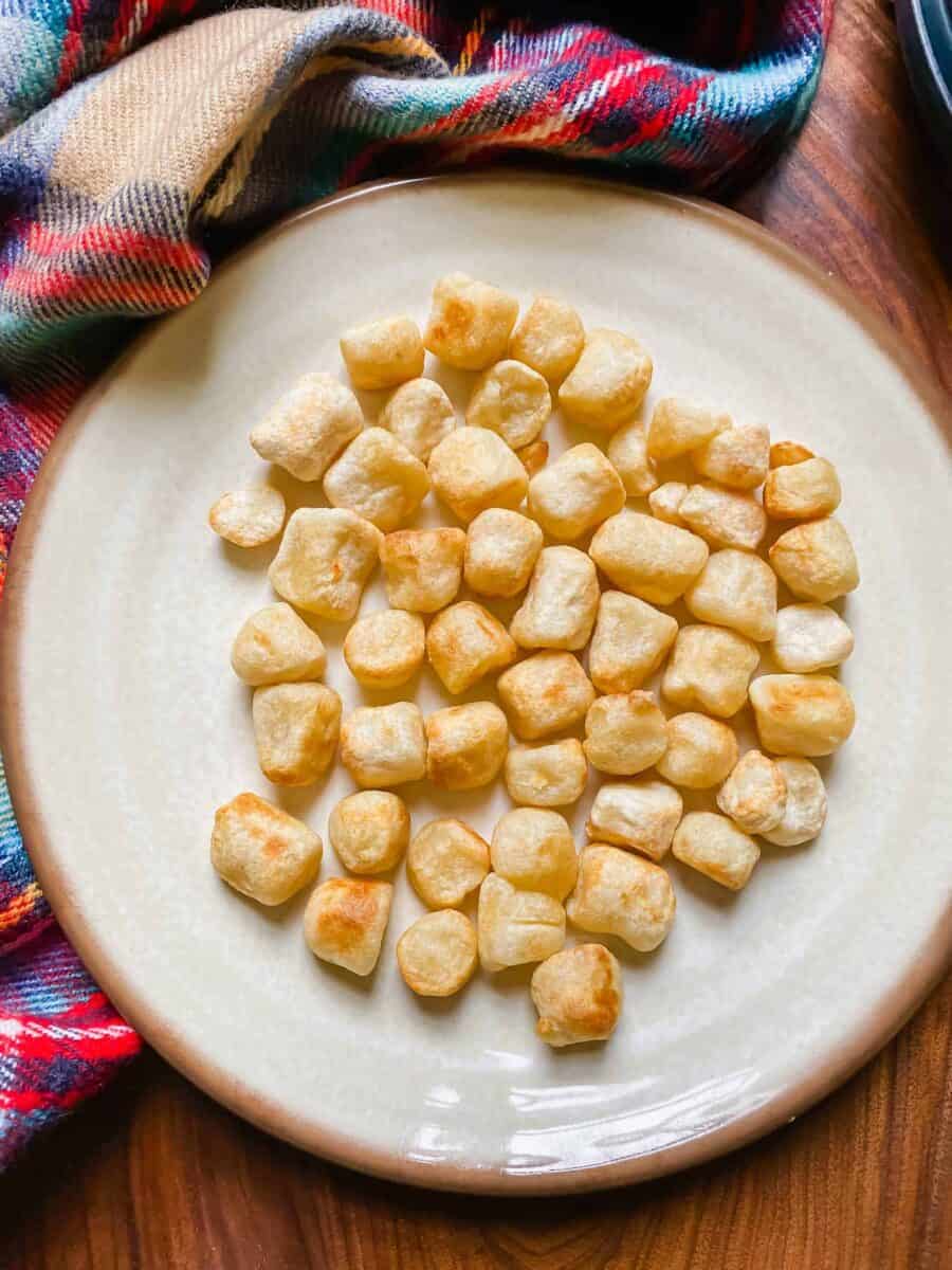 Air frying cauliflower gnocchi is a great way to get that crispy exterior and soft center!