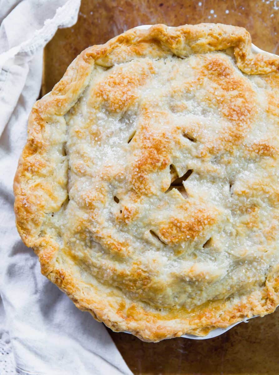 Rustic apple pie is the perfect, classic and traditional dessert that can be had year-round! Top your slice of apple pie with a giant scoop of vanilla ice cream!